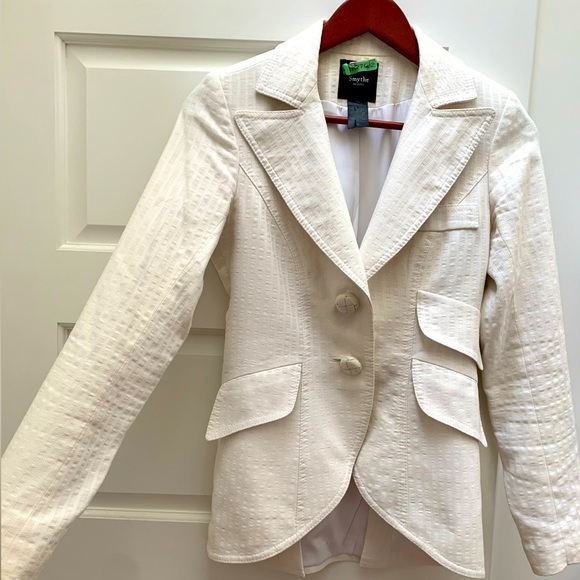 Smythe Jackets & Blazers - Smythe cream-coloured blazer, cotton with leather elbow patches. Size 6.